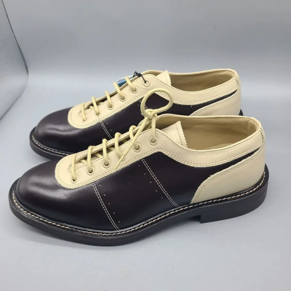Zara x Harry Lambert Leather Brown cream Oxford lace-up Shoes Size 41 US 8 new